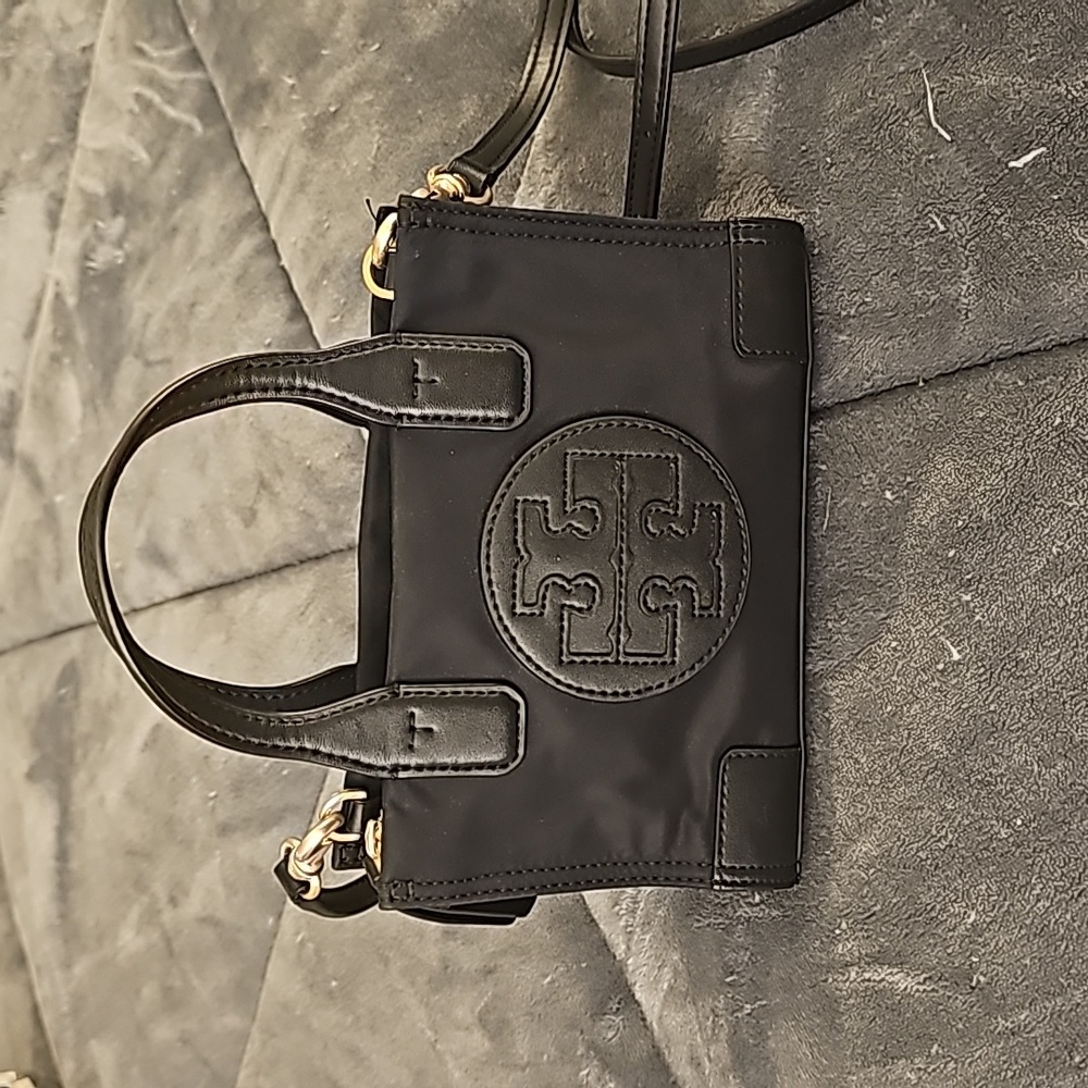 Tory Burch Black Nylon Ella Micro Tote